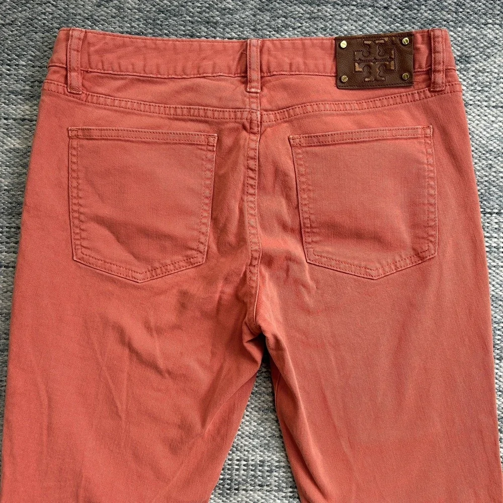 Tory Burch Alexa Crop Jeans Womens 29 32x25 Coral Orange Denim Stretch Pants - Picture 7 of 16